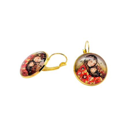 Earrings steel golden Mother and Daughter